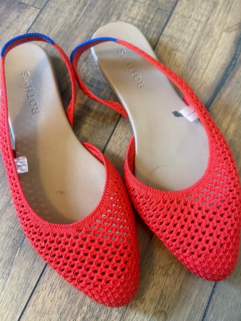 Rothy's The Almond Slingback Poppy Red Mesh Flats Size 9 - Picture 1 of 3